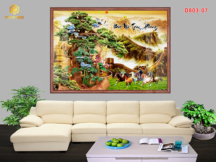 Tranh kính cường lực Bát Mã Phi Nước Đại D803 07