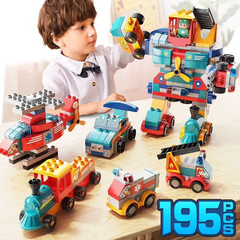 Xếp hình ô tô, robot size duplo