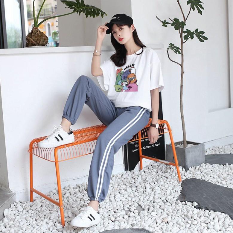 Bộ Jogger Line Phối Thun Unisex Hello S17