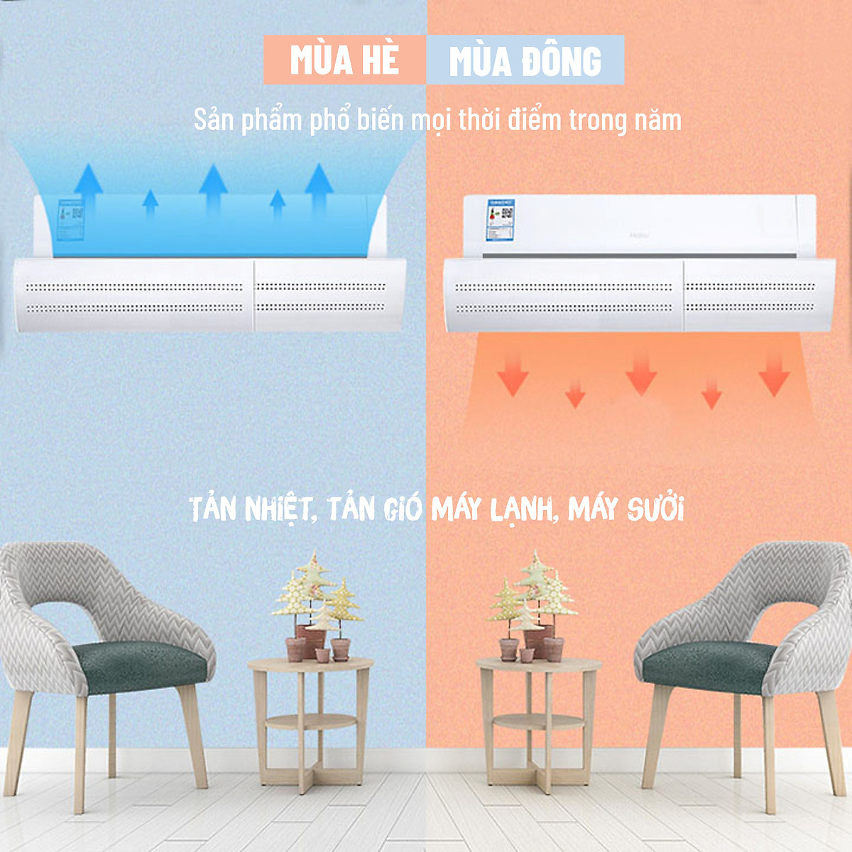 Tấm Chắn Gió Điều Hòa - Hàng Chính Hãng -  Tản Nhiệt Máy Lạnh - Xoay 180 Độ , Thiết Kế Lỗ Thông Gió Nhỏ