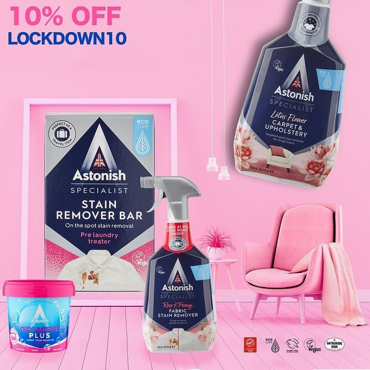 Bình xịt tẩy cổ áo và các vết bẩn trên vải Astonish từ Anh Quốc C6910 750ml không bay màu và mục vải