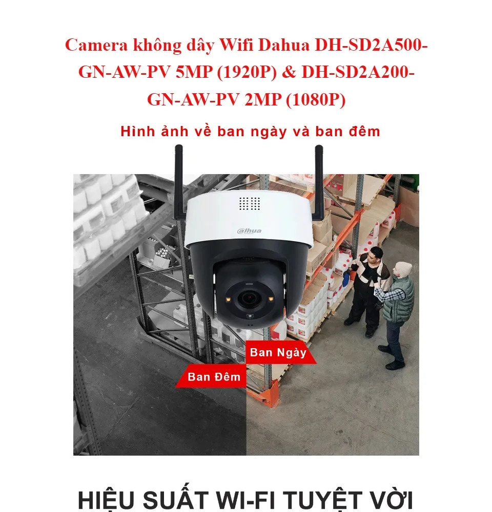 Camera PTZ Wifi DAHUA SD2A 2MP/5MP Ngoài Trời, Xoay 360 - Hàng chính hãng