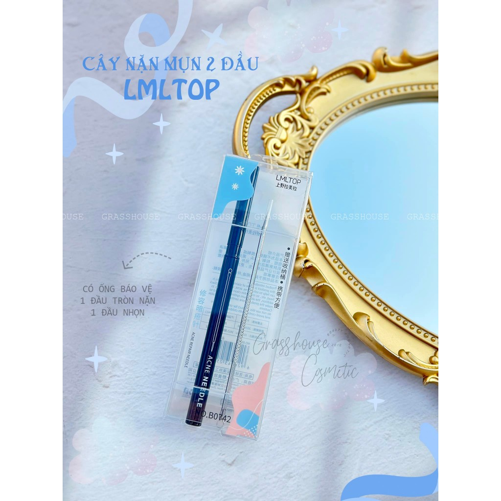 CÂY NẶN MỤN HAI ĐẦU BẰNG THÉP KHÔNG GỈ CÓ HỘP ĐỰNG VÀ NẮP ĐẬY VỆ SINH CHỐNG BỤI