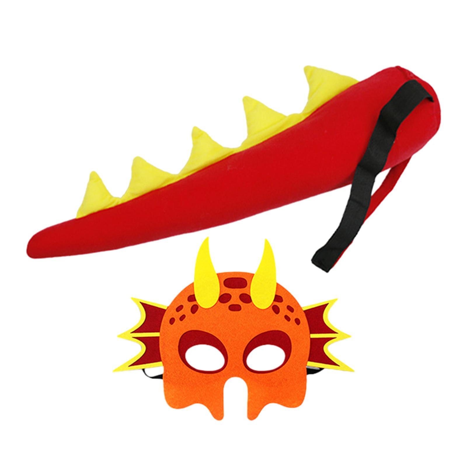 Dragon Costume for Kids Dinosaur Tail Sets Role Play Cosplay Imaginative Play Dinosaur for Carnival, Nightclub, Children