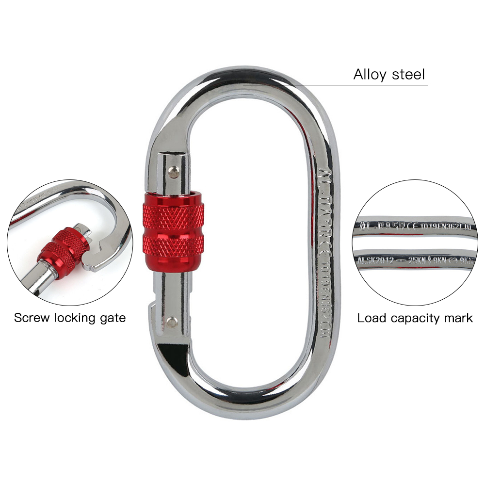 Khóa Carabiner Leo Núi Chịu Lực Nặng 25KN Hình Chữ O Trọng Lượng Nhẹ