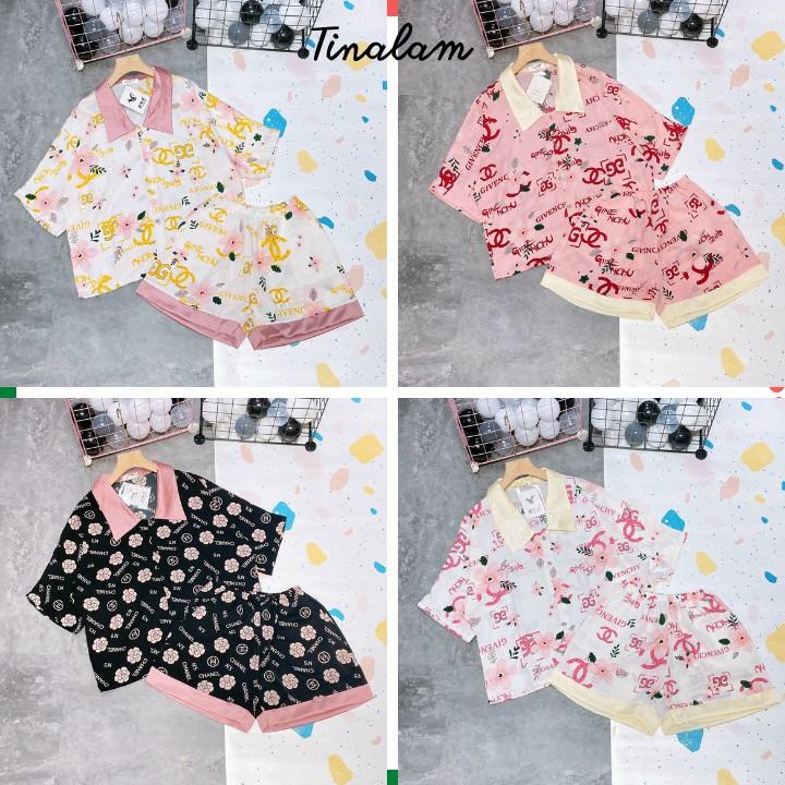 Đồ Bộ Pijama Nữ Mango - Tay Ngắn Quần Đùi Họa Tiết Sang Trọng Form Dưới 60kg Mặc Đẹp