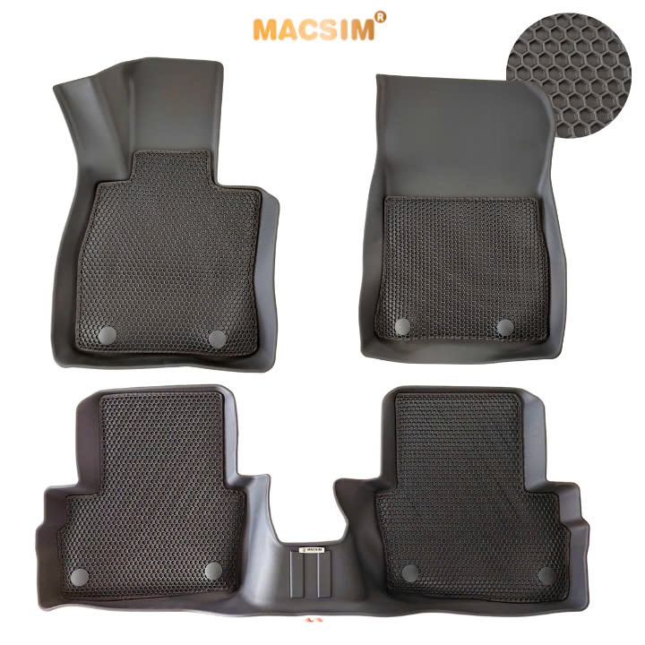 Thảm ô tô sd3 2 lớp dạng lưới lục giác Mazda 2 màu đen - bề mặt cao su siêu sạch - Macsim