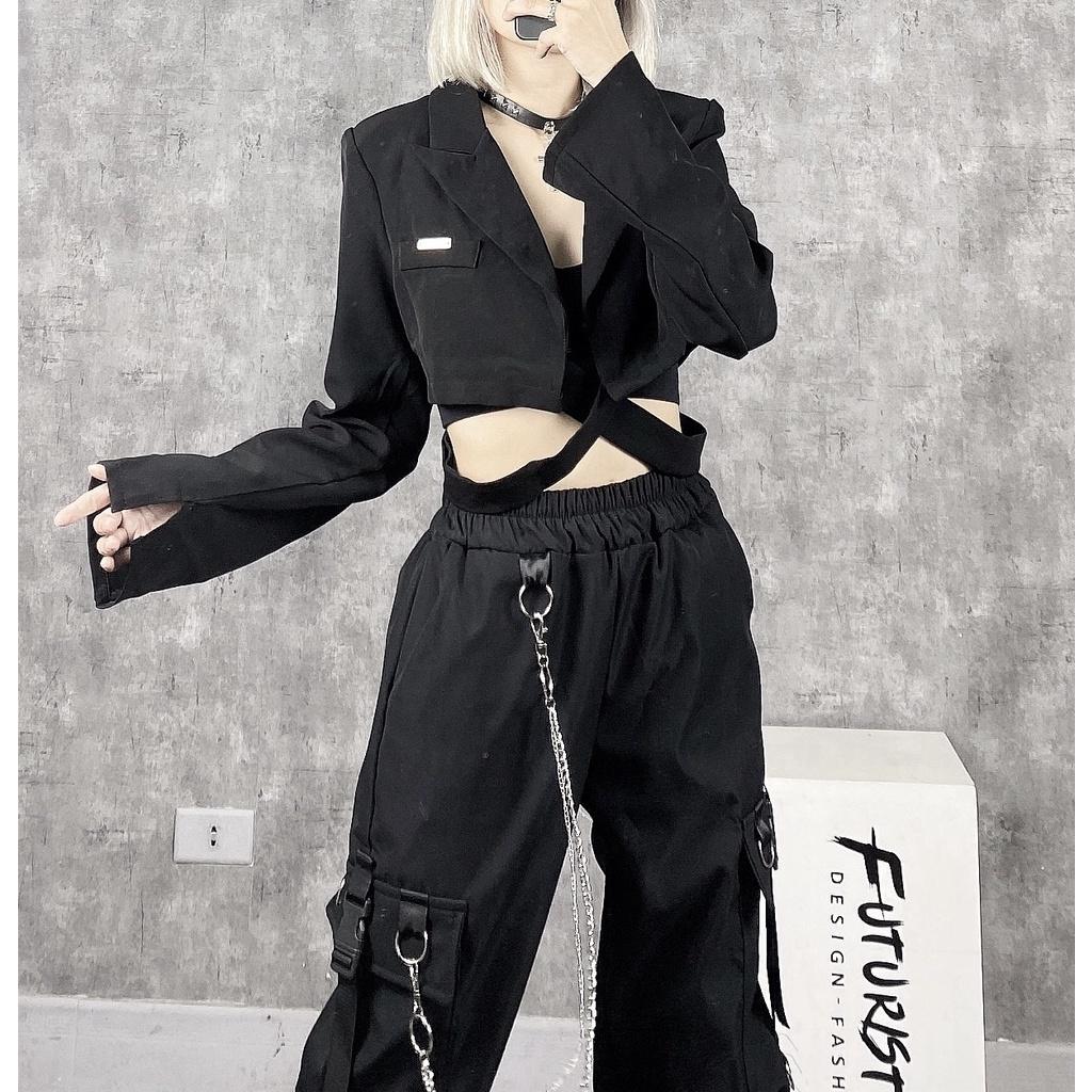 Áo Khoác Croptop Mix Dây Eo Đan Chéo Cá Tính FuturistiX AK158