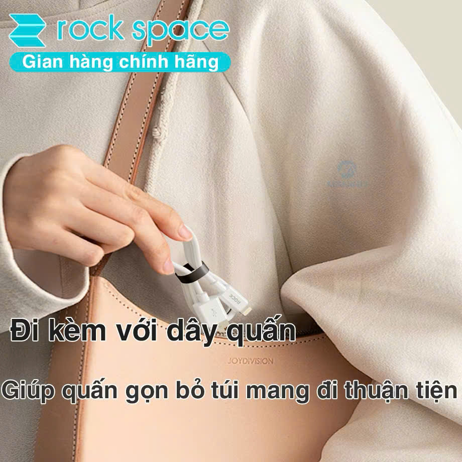 Dây cáp sạc nhanh 60W P8 Type-C to Type-C hiệu Rockspace - hàng chính hãng bảo hành 12 tháng