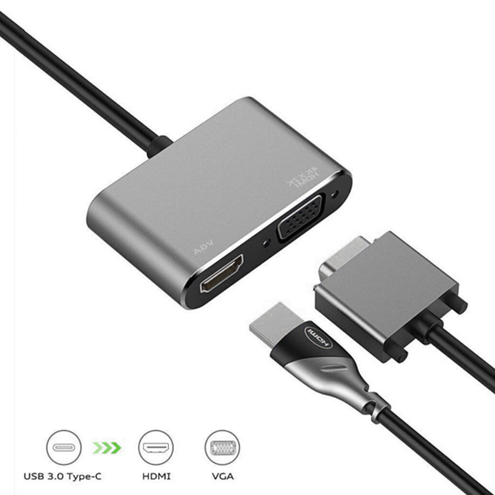 Bộ Chuyển Đổi Sang HDMI 4k USB C VGA, USB 3.1 Type C Sang VGA HDMI nhỏ gọn tiện lợi - Hàng chính hãng