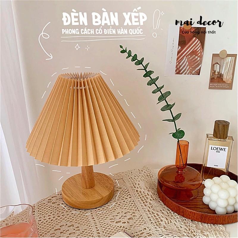 |DC7501| Đèn ngủ xếp ly thân gỗ vintage 3 chế độ đèn phủ sáng tốt