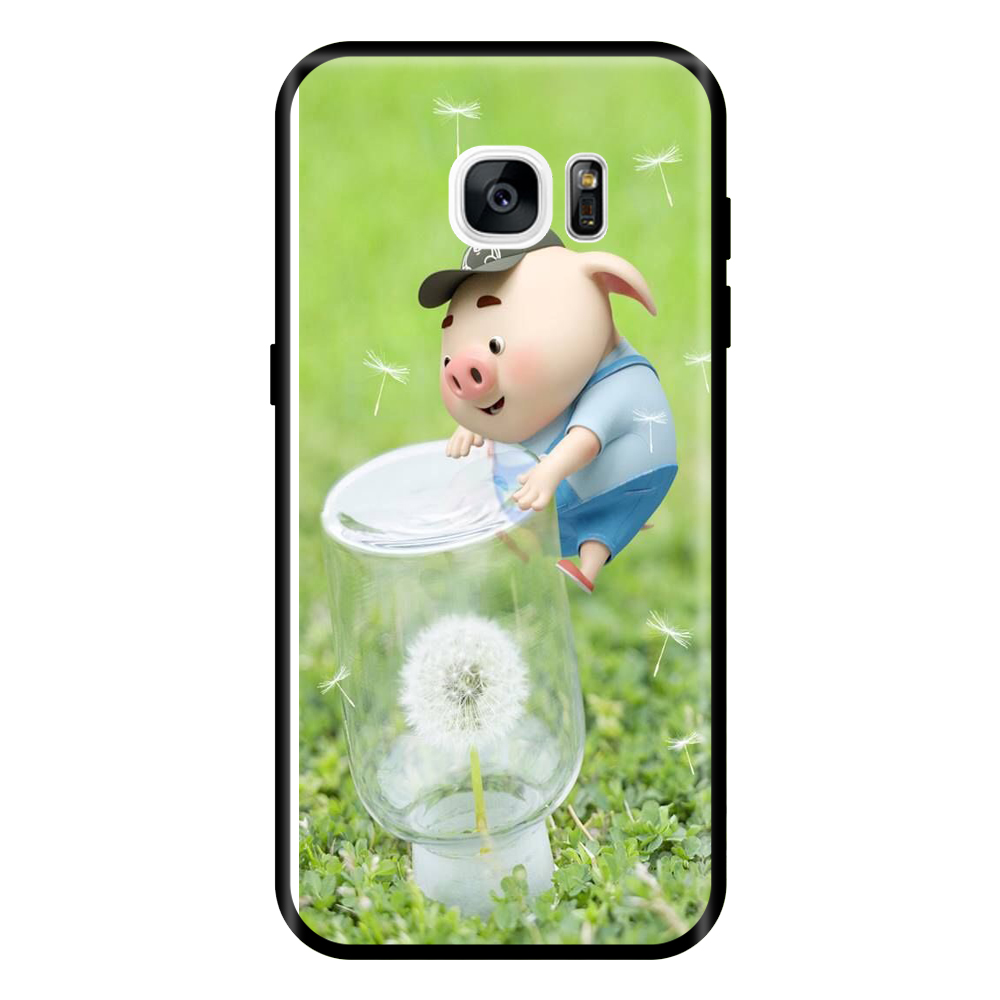 Ốp lưng cao cấp cho điện thoại SAMSUNG S7 EDGE in hình Heo và Hoa Bồ Công Anh