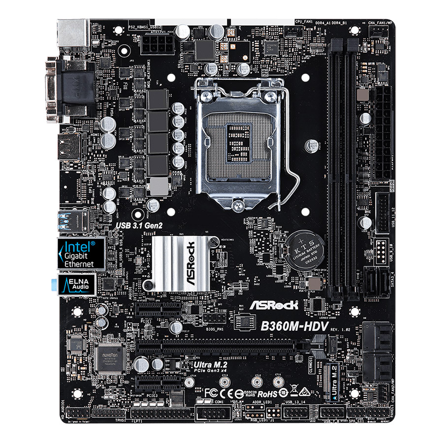 Bo Mạch Chủ Mainboard ASRock B360M HDV Socket 1151 - Hàng Chính Hãng