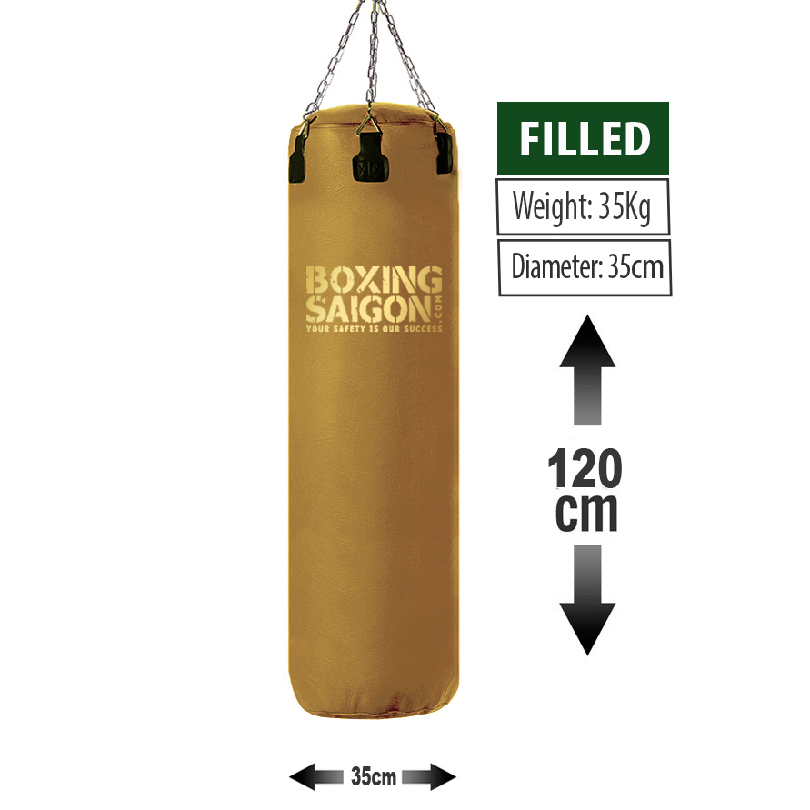 Bao cát đấm bốc Boxing dây xích 1m2 Vintage - Tặng móc treo bao