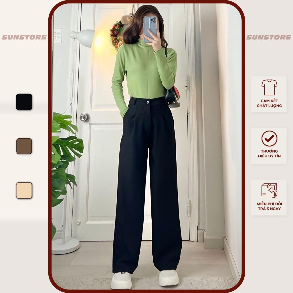 Quần culottes ống rộng suông dài vải chất rũ lưng cạp cao cài nút màu nâu đen be Spant 2 - Cafe sữa, Cafe sữa