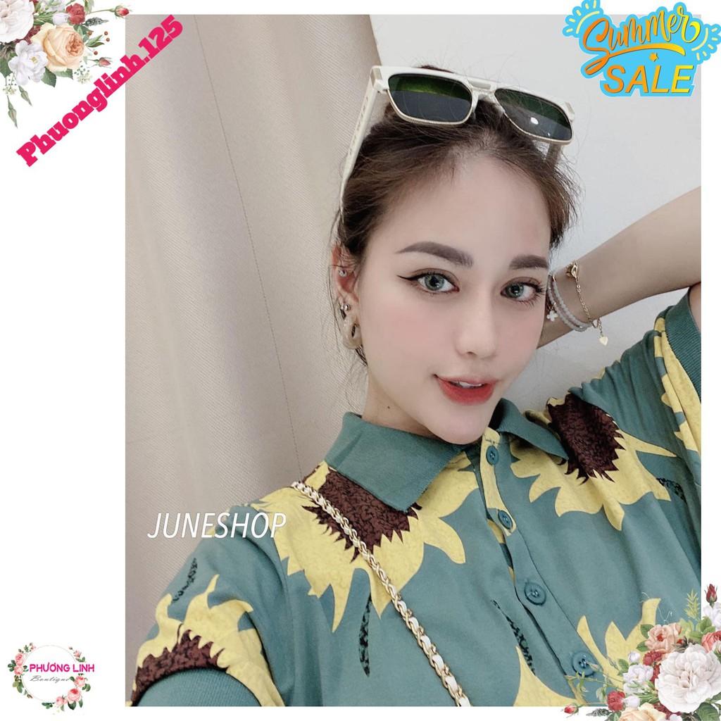 VÁY POLO XANH HOA HƯỚNG DƯƠNG