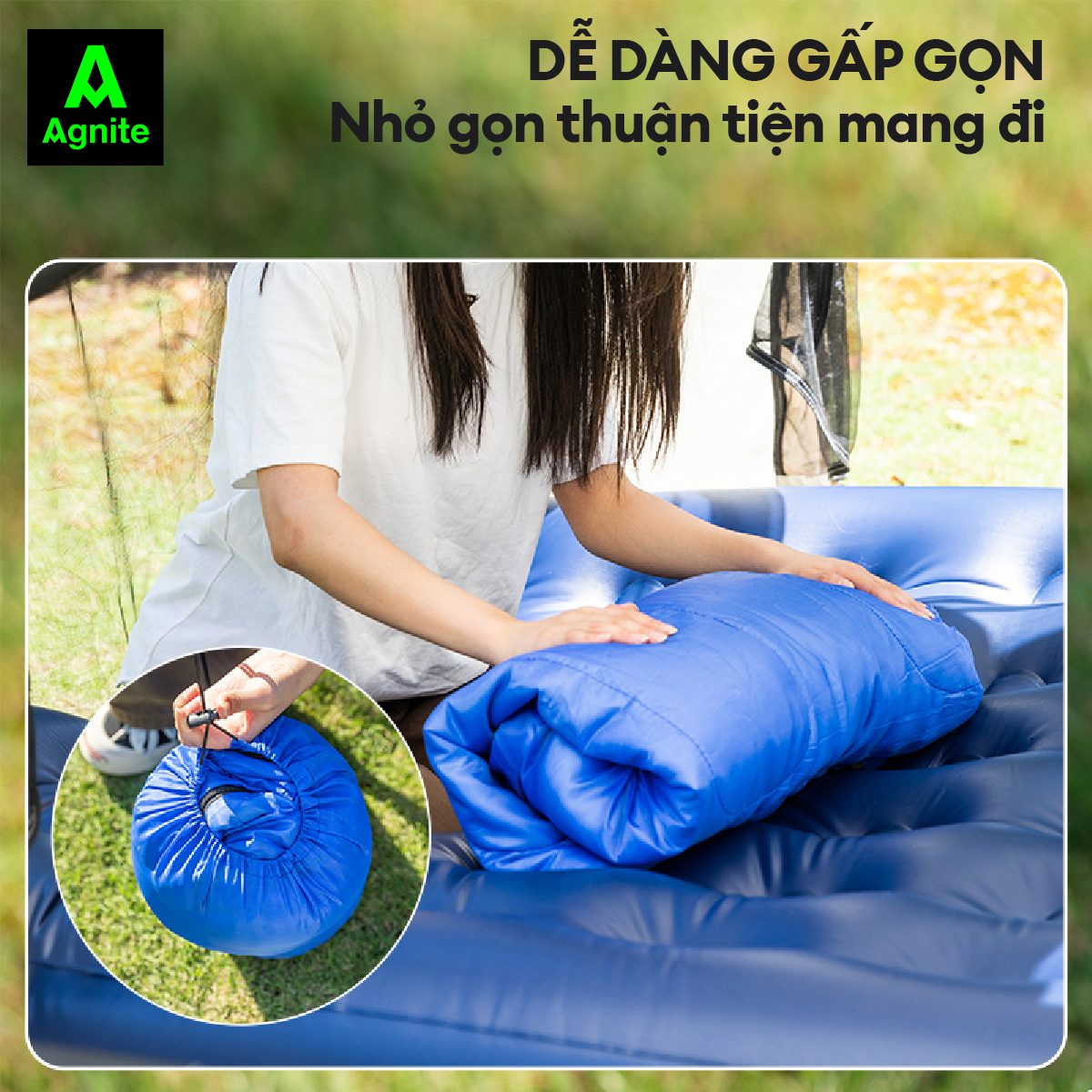 Túi ngủ văn phòng siêu ấm Agnite chính hãng, túi ngủ picnic, dễ dàng gập gọn, chống thấm nước, nhỏ gọn mang đi dễ dàng