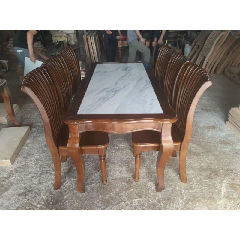 Bàn ăn cao cấp mặt đá gỗ huỳnh