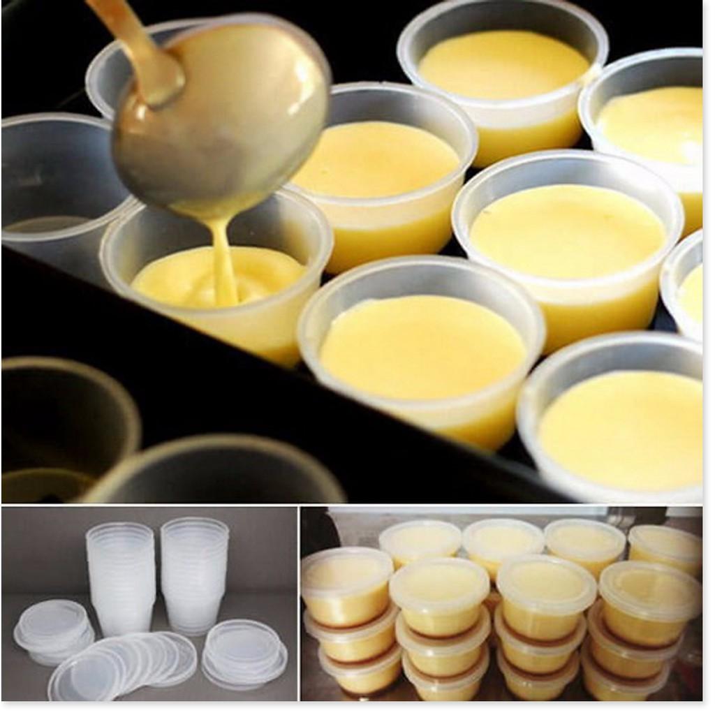 Bộ 50 khuôn bánh flan hình tròn có nắp đậy