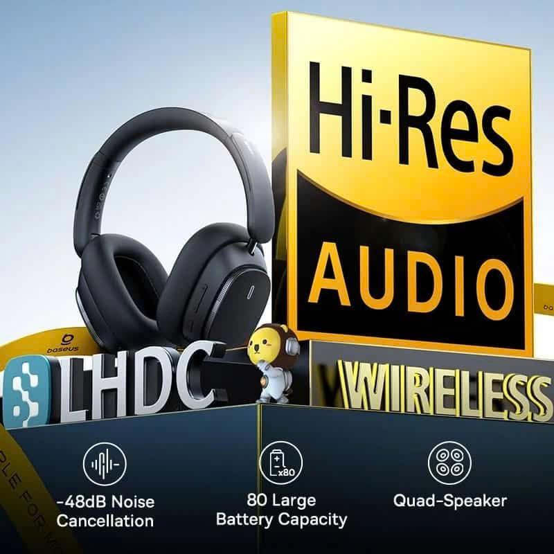 Tai Nghe Chụp Tai Không Dây Baseus Bowie H1 Pro ANC (Bluetooth v5.3, Hi-Res Audio, 80H,-48dB Noise-Cancellation, LHDC) hàng chính hãng