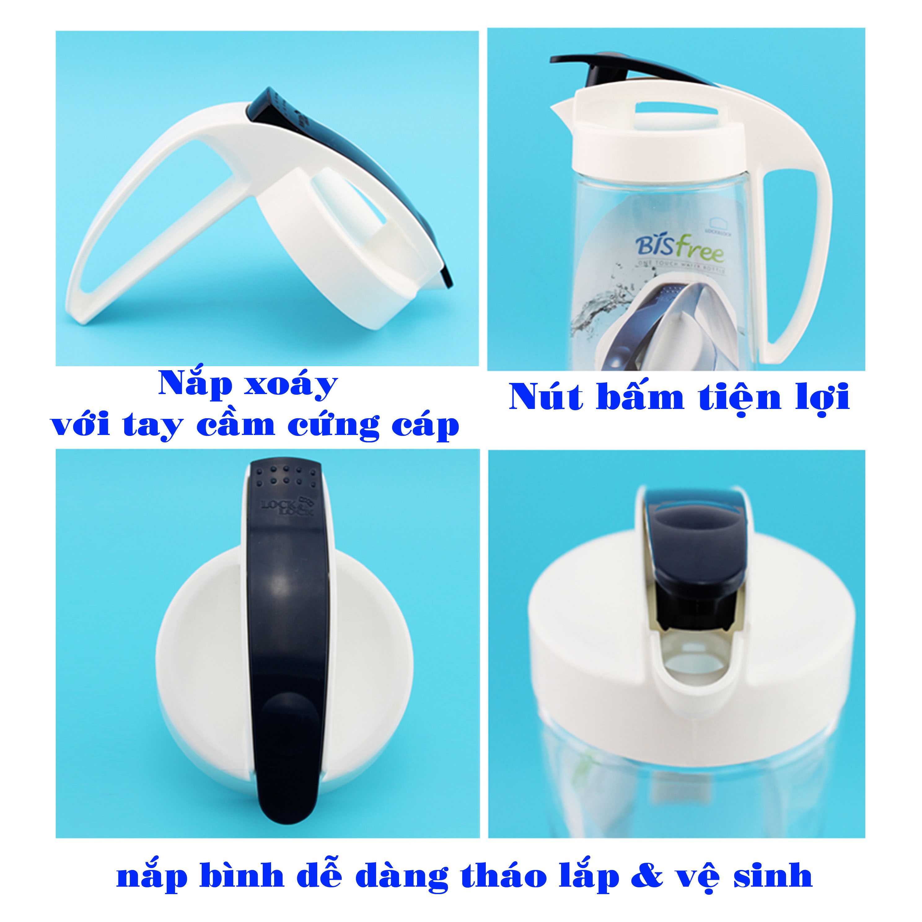 Bình nước Lock and Lock Bisfree One Touch ABF631 1.6L & ABF632 2L