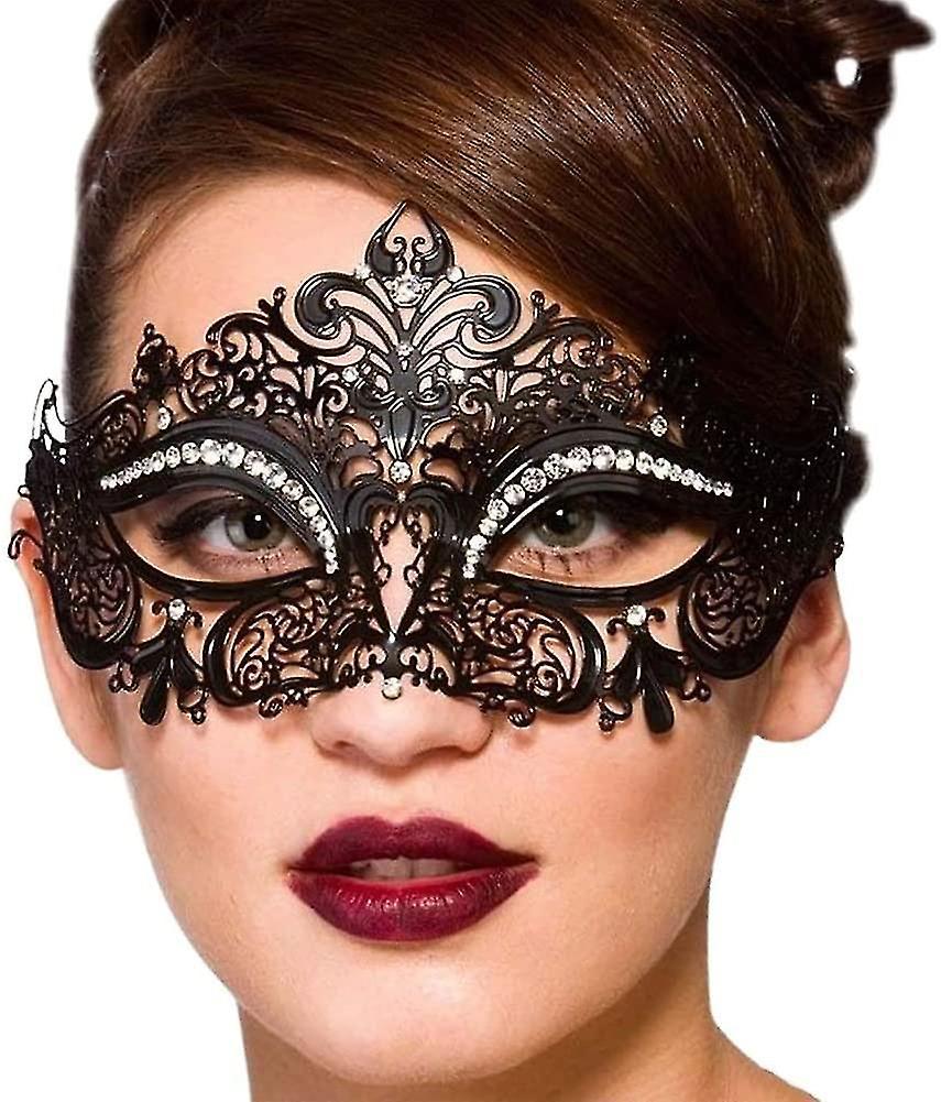 Lady of Luck Masquerade Masks, Mặt nạ Venice, Mặt nạ Menquerade Master Mask Cut Party Mask (Menquerade màu đen）