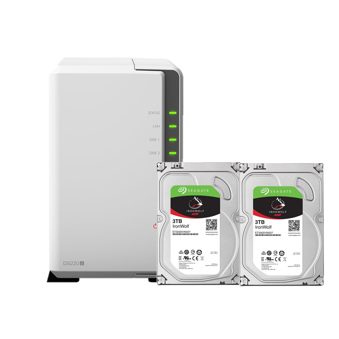 Combo: Thiết bị lưu trữ qua mạng DS220j  &amp; 2 x Seagate HDD ST3000VN007 (Hàng chính hãng)