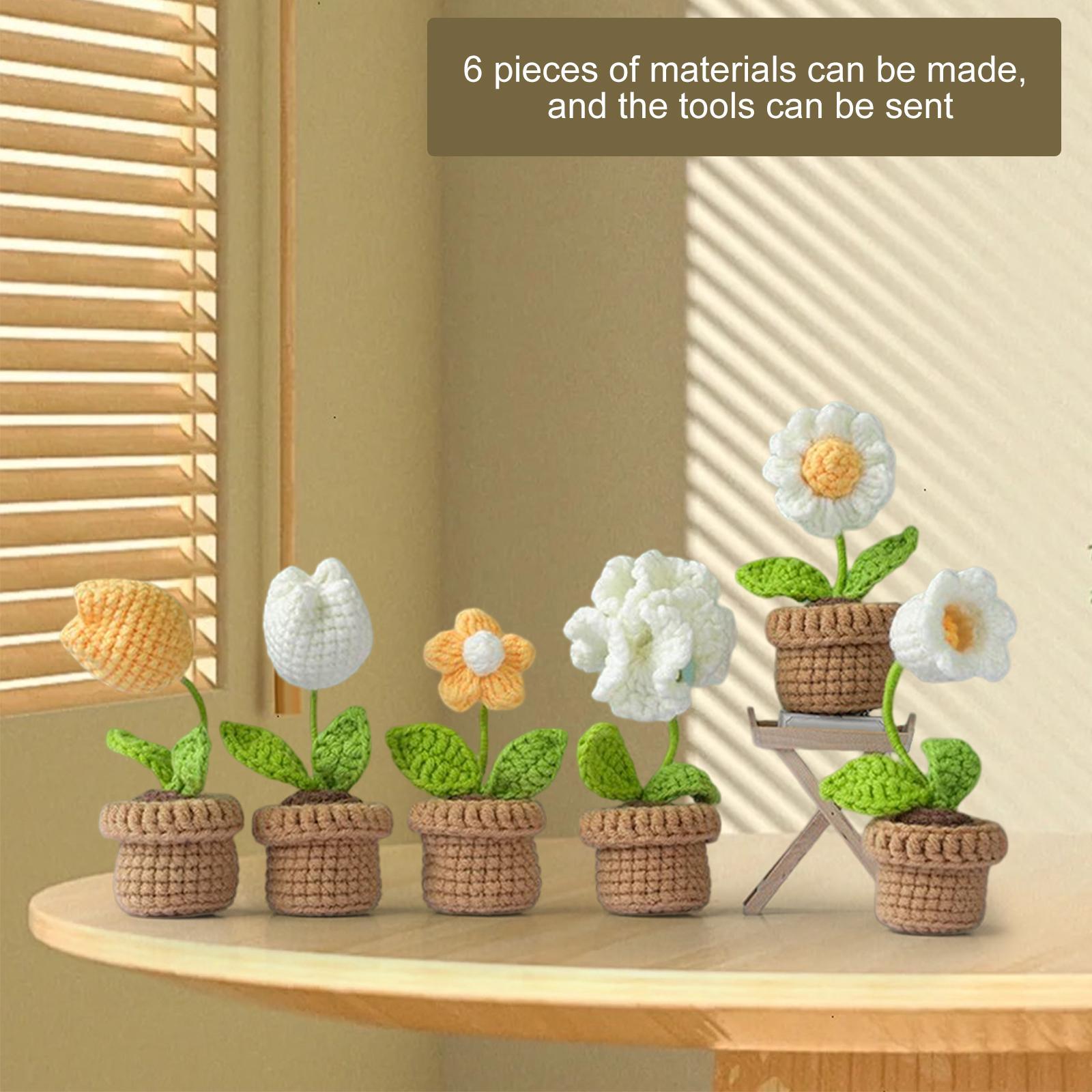 Crochet Kit Accessories Handmade Crocheted Planter for Kids Teens Beginners