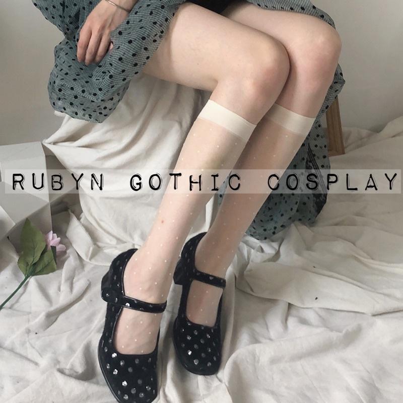 Tất bắp chân lolita, tất cosplay hoạ tiết chấm bi ( hàng có sẵn