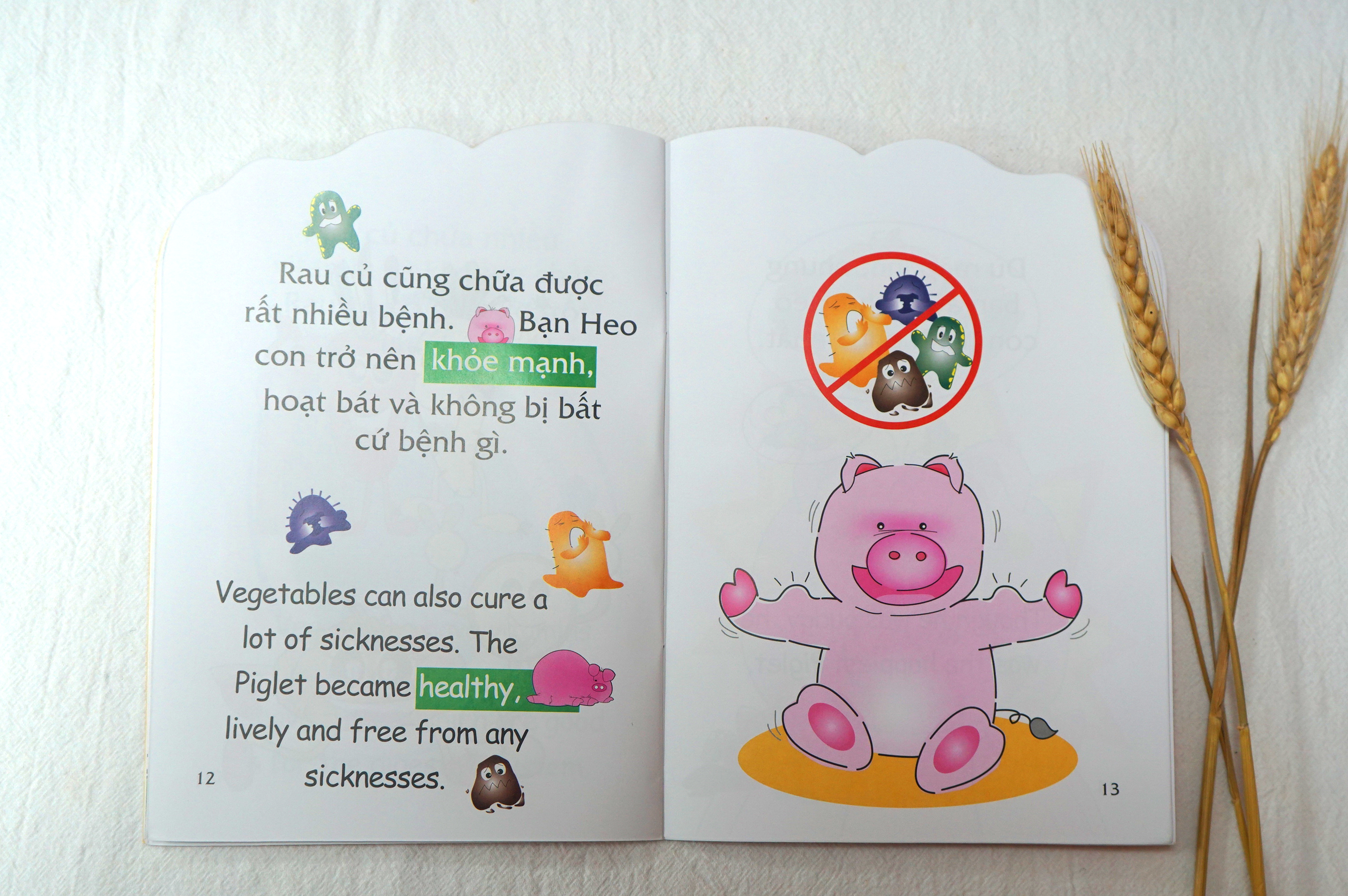 Truyện tranh song ngữ Việt-Anh cho bé - Eating vegetables is good for health - Ăn rau vào cho khỏe hơn nào