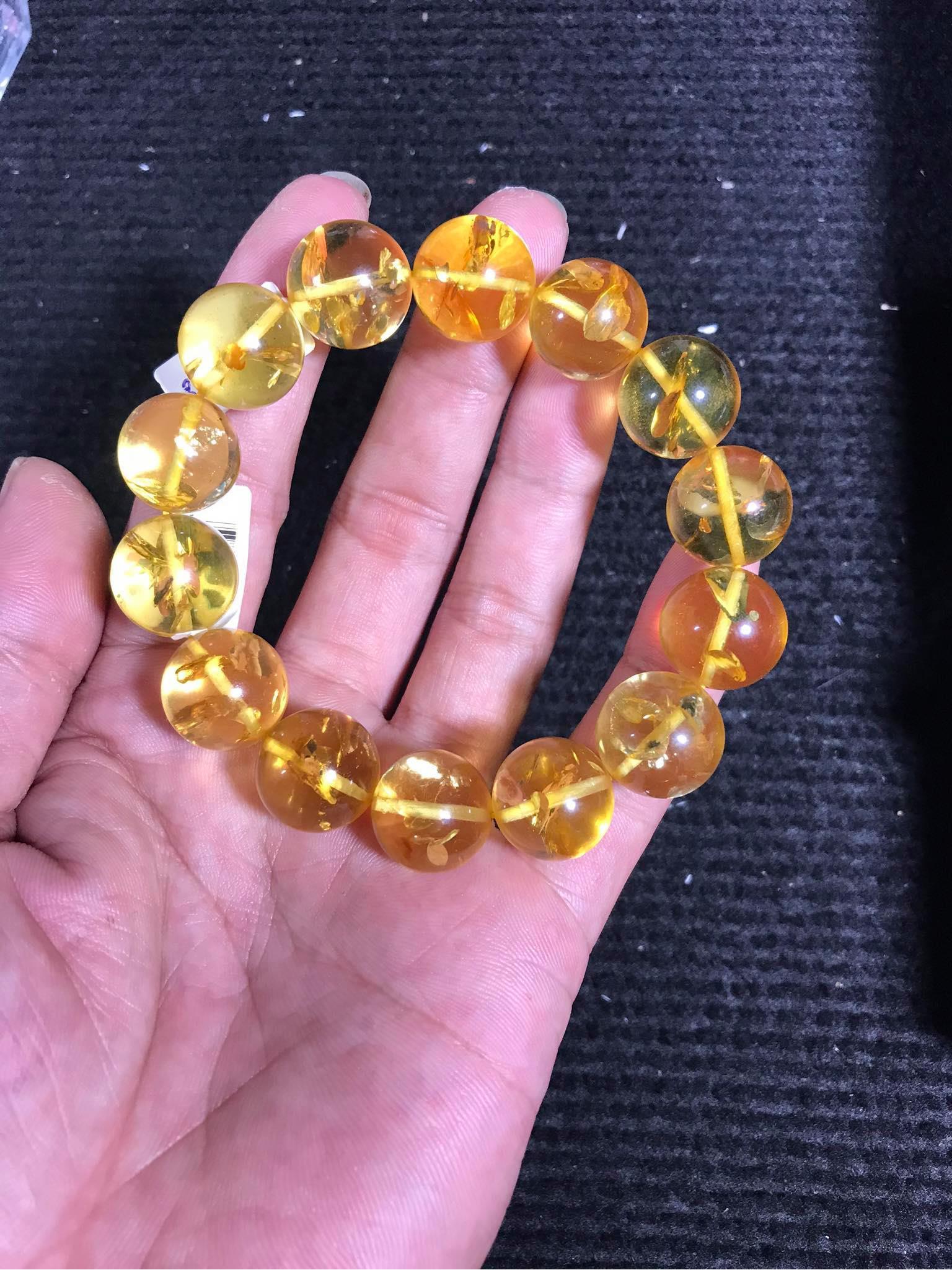 Vòng Tay Hổ Phách Đĩa Tự Nhiên Thiên Nhiên 15mm