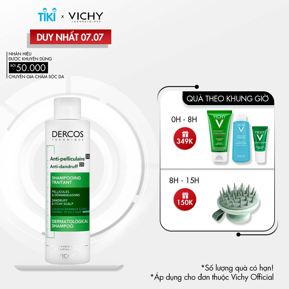 Dầu gội giúp giảm gàu dành cho da đầu dầu và ngứa Vichy 200ml