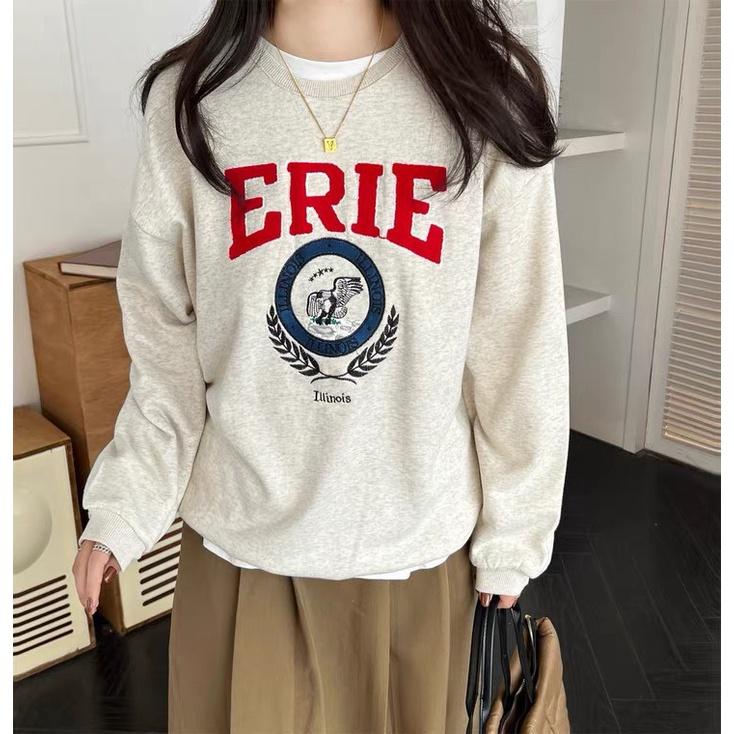 Áo Sweater Nỉ Unisex Nam Nữ Dáng Thụng ERIE In Hình