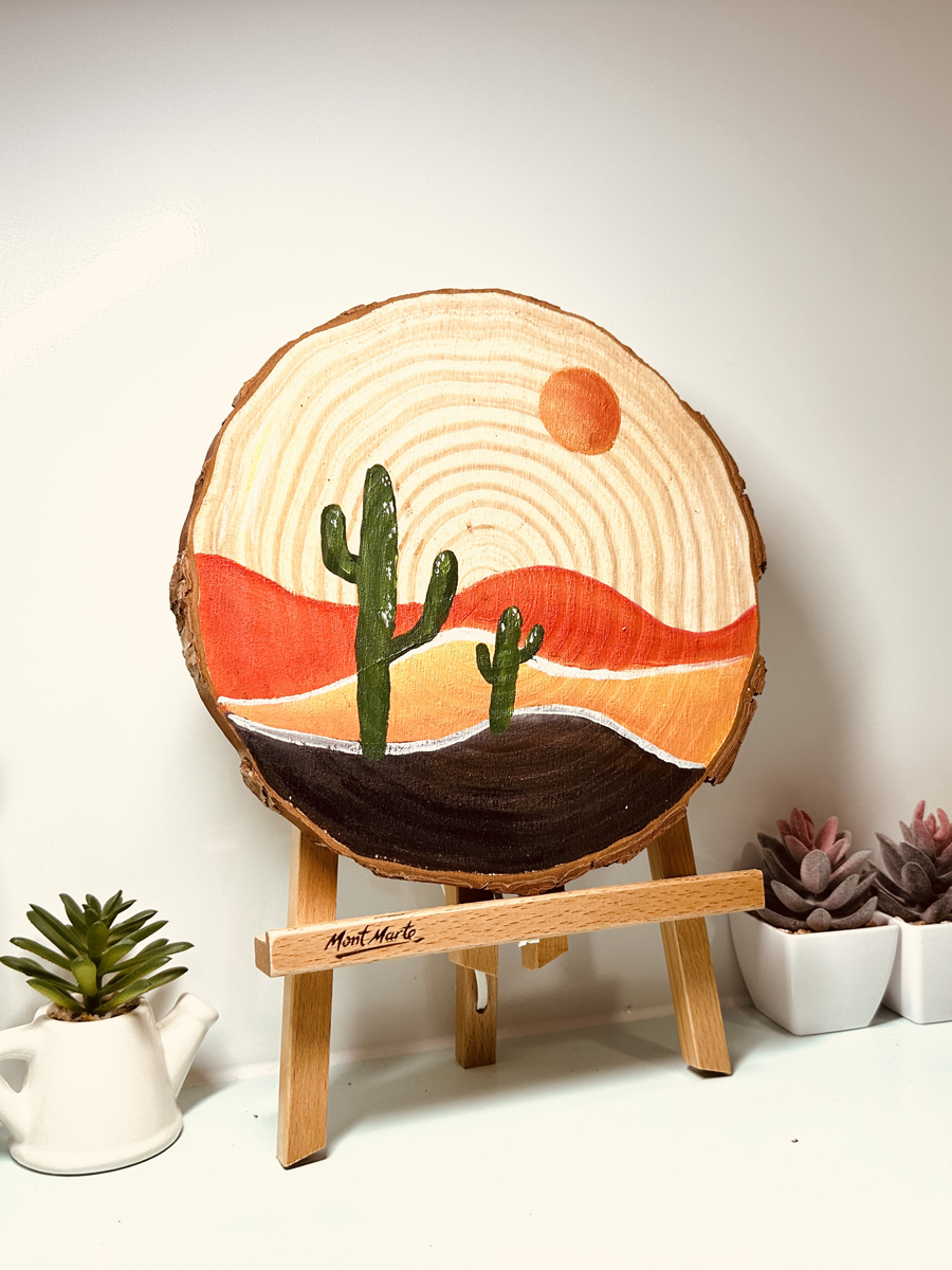 Tranh Lát Gỗ Tròn ANKAN Vẽ Tay Thủ Công – Decor Bàn Học, Trang Trí Phòng Ngủ Nhiều Mẫu