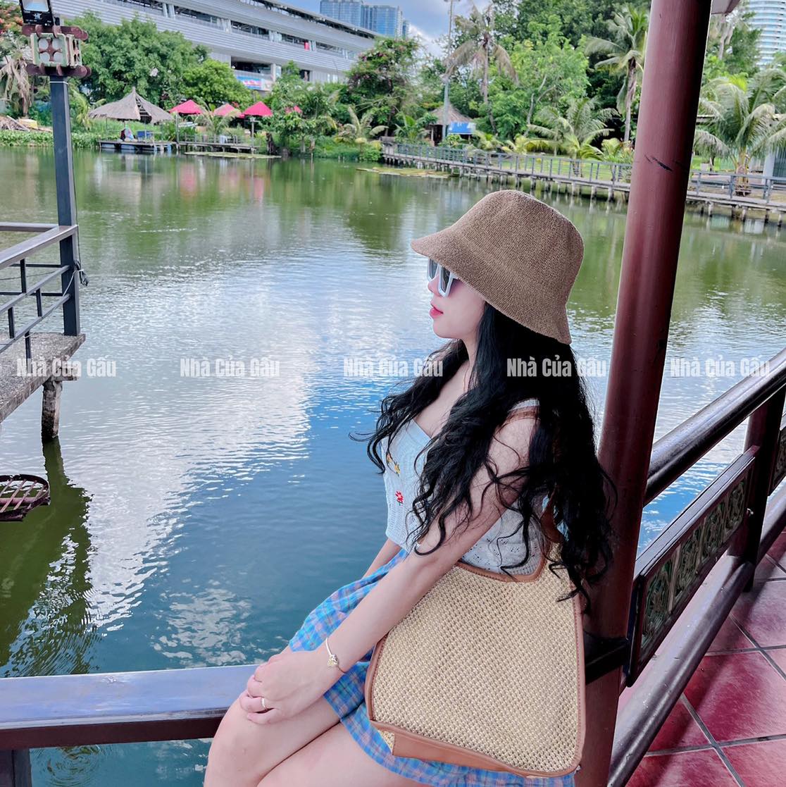 Túi cói dây da đeo vai hàng cao cấp