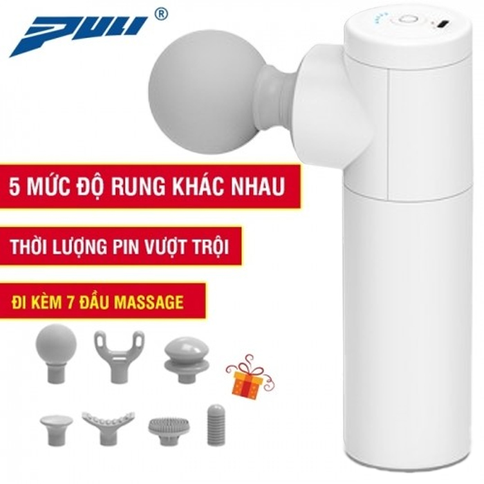 Súng massage cầm tay mini 7 đầu Puli PL-657, thiết kế mới cán tay cầm dài