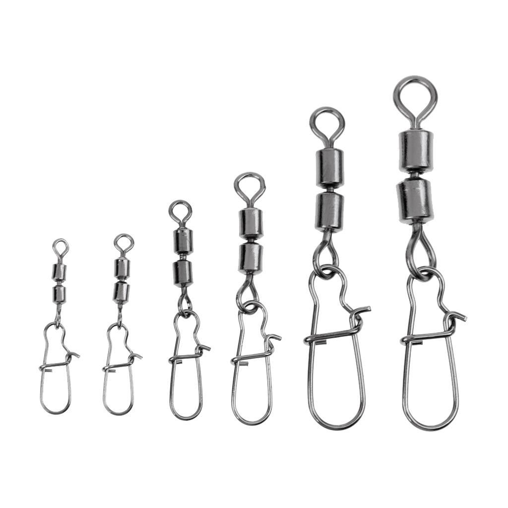 3 Pieces Fishing Bearing Rolling Swivel Metal with Snap Fishhook Fastlock Solid Rings Lure Connector Fish Hook Tackle
