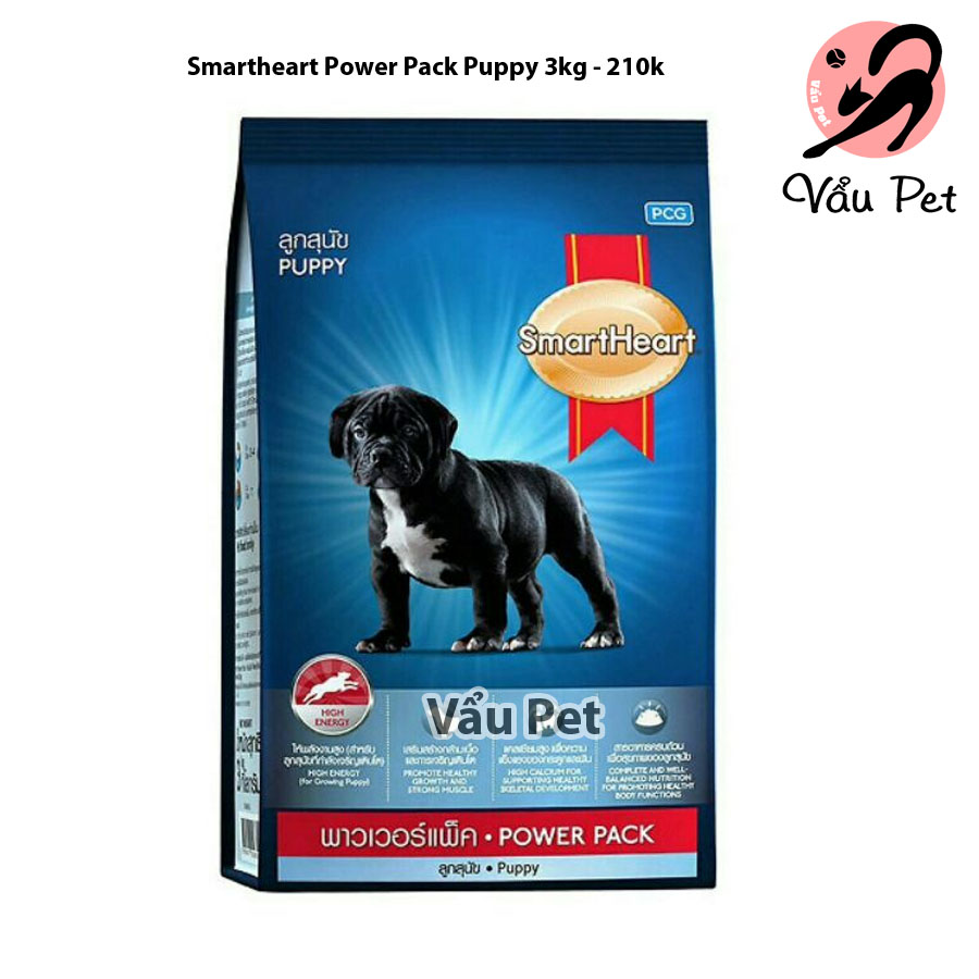 Power Pack Puppy 3kg - Thức ăn hạt smartheart phát triển cơ bắp cho chó Power Pack 3kg