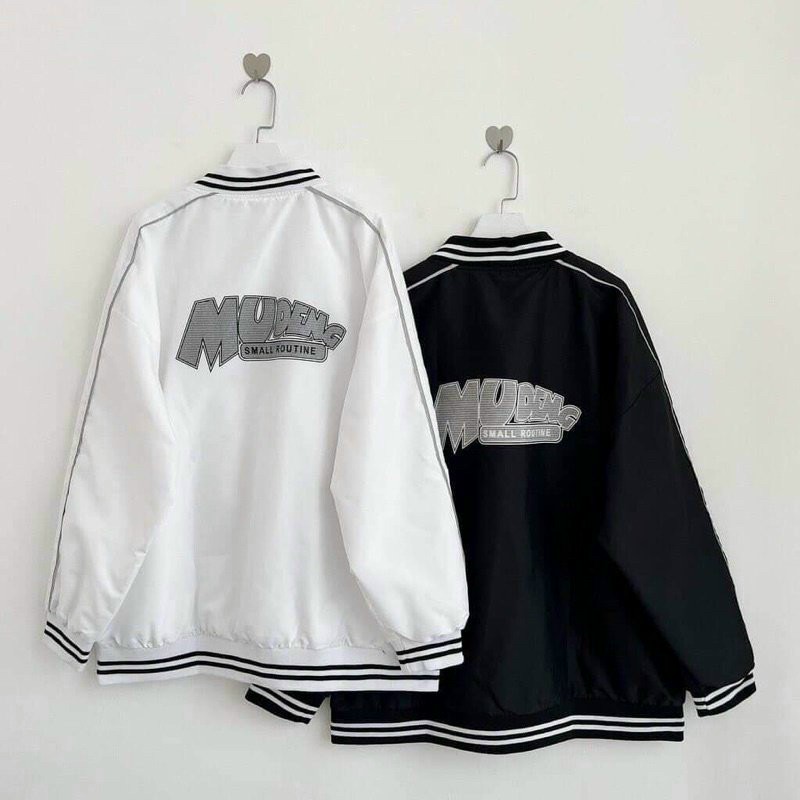 Áo Khoác Dù - Gió 2 Lớp Cao Cấp Sọc Tay Phát Sáng In Chữ MUDENG Kiểu Bomber Có Khóa kéo Zip
