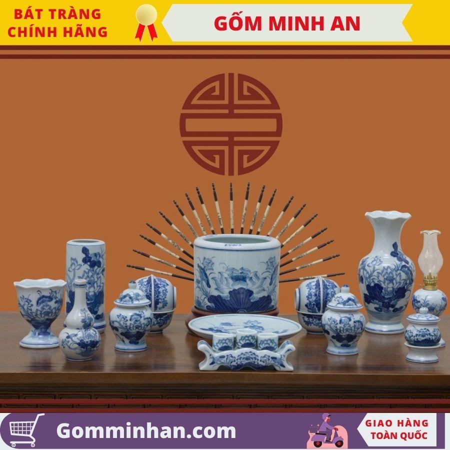 Mâm Bồng Thờ Đĩa Bồng Thờ Đĩa Bày Ngũ Quả Gốm Men Trắng Vẽ Tay Hoa Sen Cao Cấp -Gốm Sứ Bát Tràng- Gốm Minh An