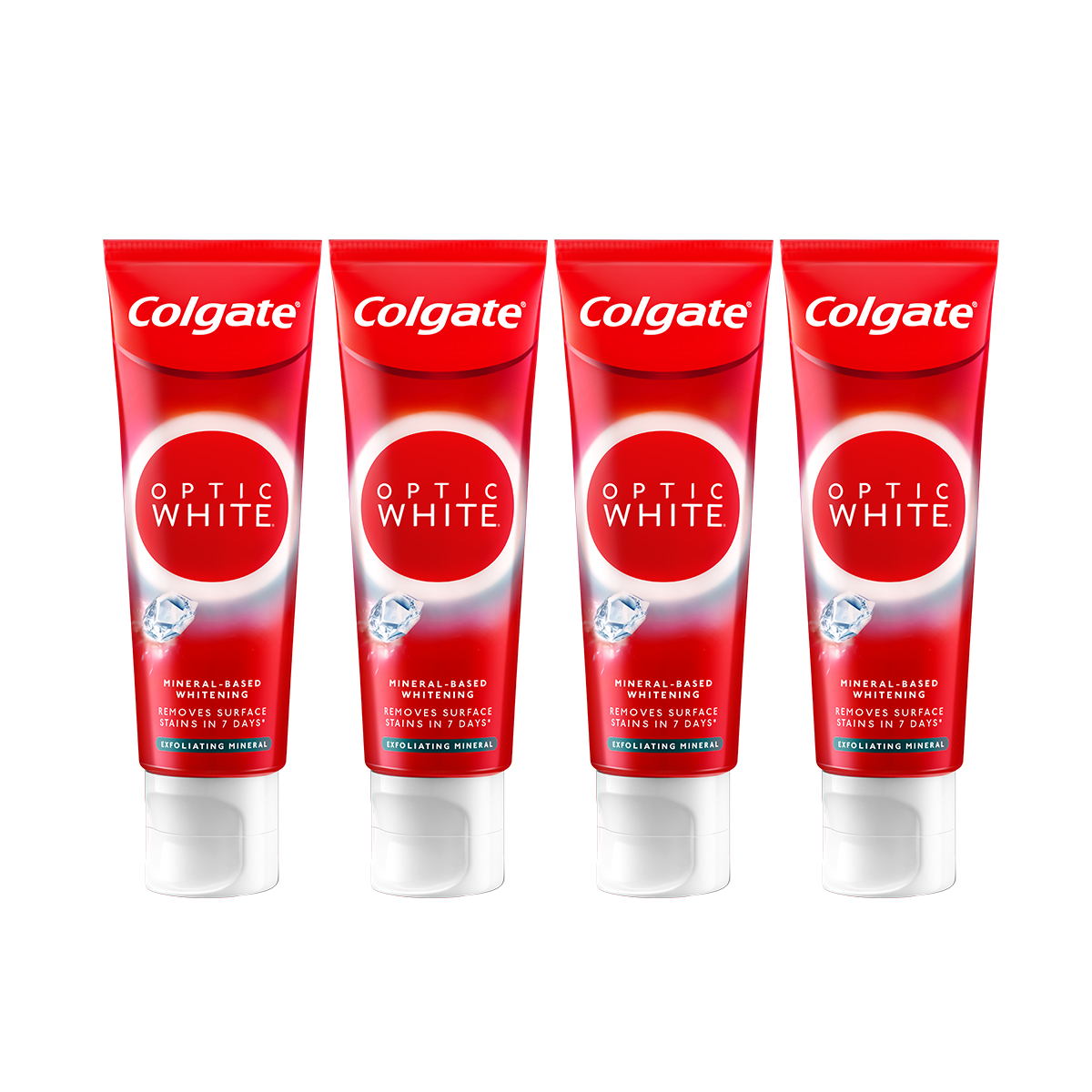 Bộ 4 Kem Đánh Răng Colgate trắng răng Optic White Exfoliating Mineral cho răng sáng bóng 100g/tuýp