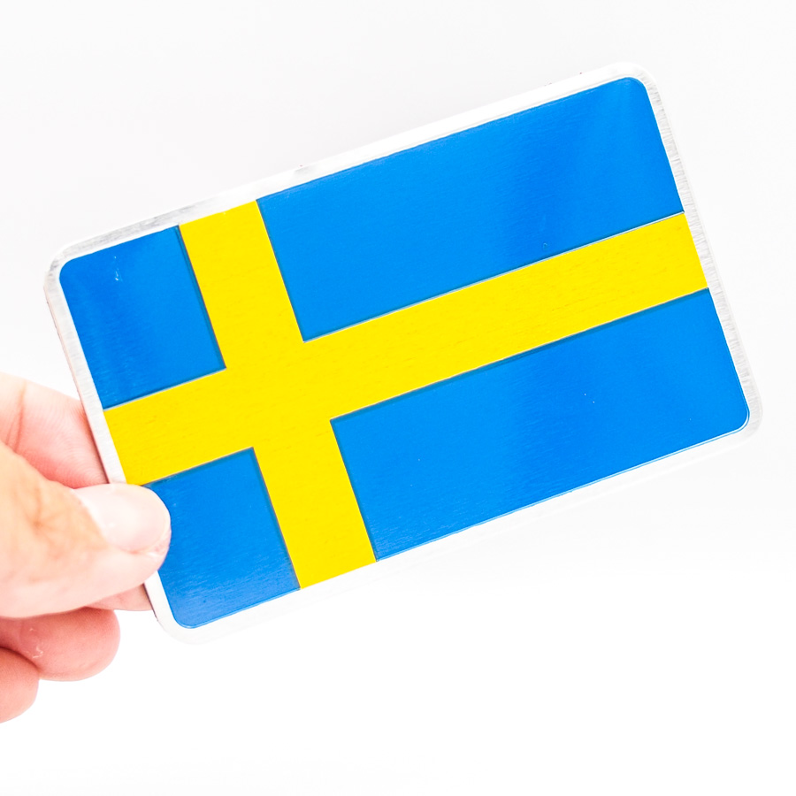 Sticker hình dán metal cờ Thụy Điển Sweden - Miếng lẻ