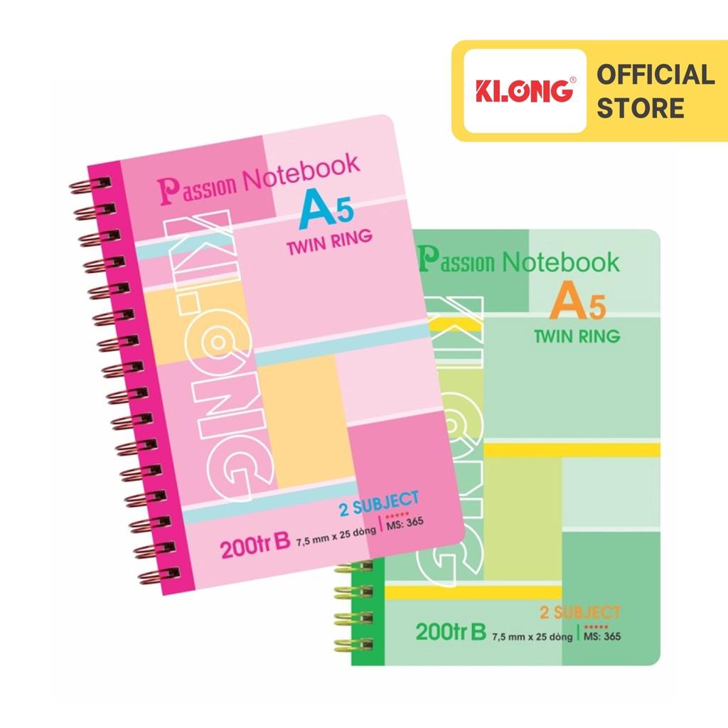 Sổ kẻ ngang lò xo kép bìa nhựa KLONG A5 200 trang 70/92; MS: 365