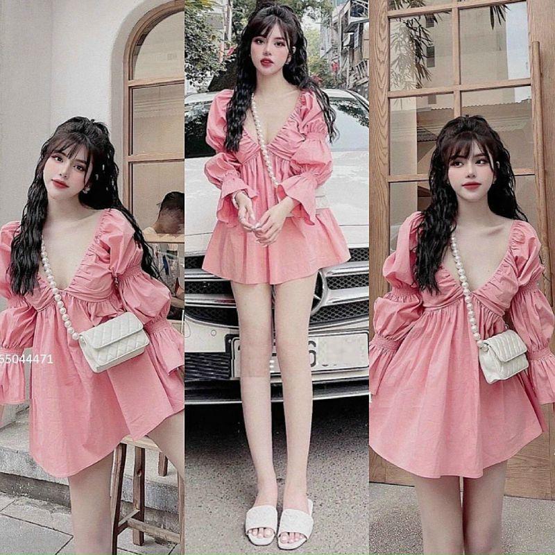 ĐẦM TAY BO CỔ V BABY DOLL