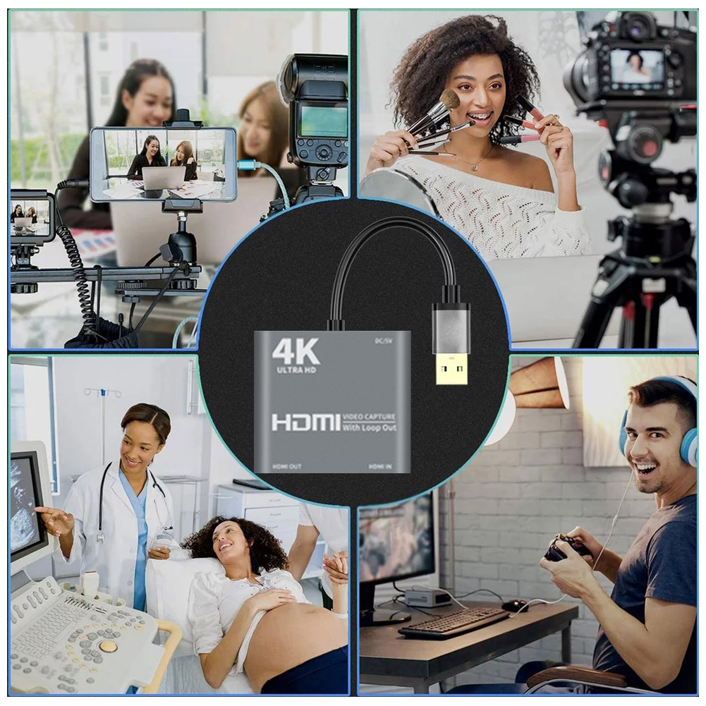 Bộ HDMI Video Capture USB 3.0 Hỗ Trợ 4K Game Video Record Live Streaming Recorder