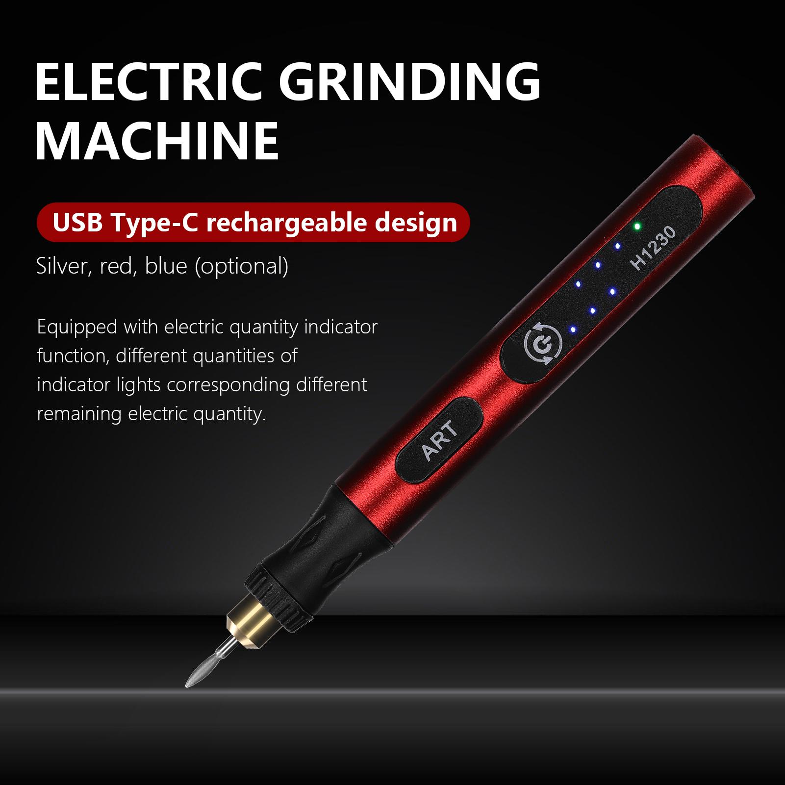 Compact Electric Grinding Pen Nail Art Polishing Machine Metal Lettering Carving Engraving Grinding Device USB Rechargeable 3 Gears of Speeds Adjustable
