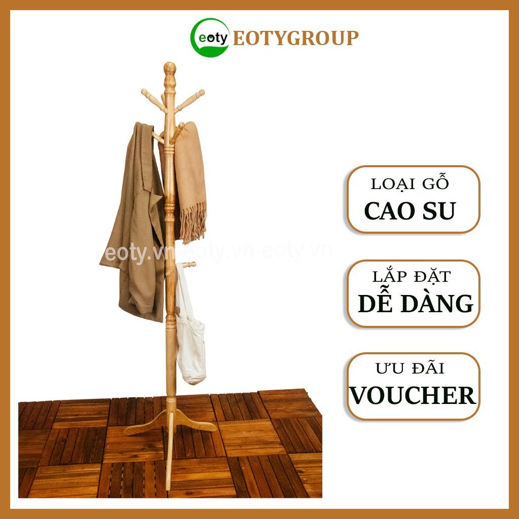 Cây treo quần áo đứng bằng gỗ cao su 1m8 Standing Hanger móc quần áo, mũ, túi xách
