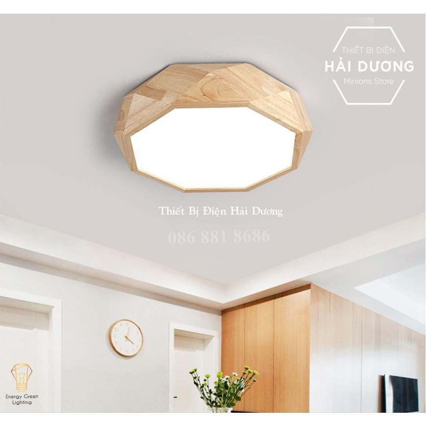 Đèn Ốp Trần Gỗ Đa Giác DGT-5010 - Đường Kính 65cm - 3 Chế Độ Ánh Sáng  - Decor Trang Trí Căn Phòng