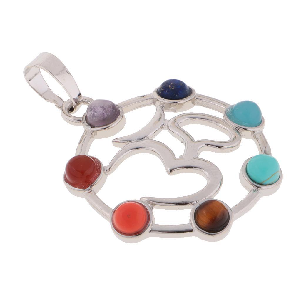 2-7pack 7 Color Hollow Sanskrit Septangle Pendant Charm DIY Reiki Necklace