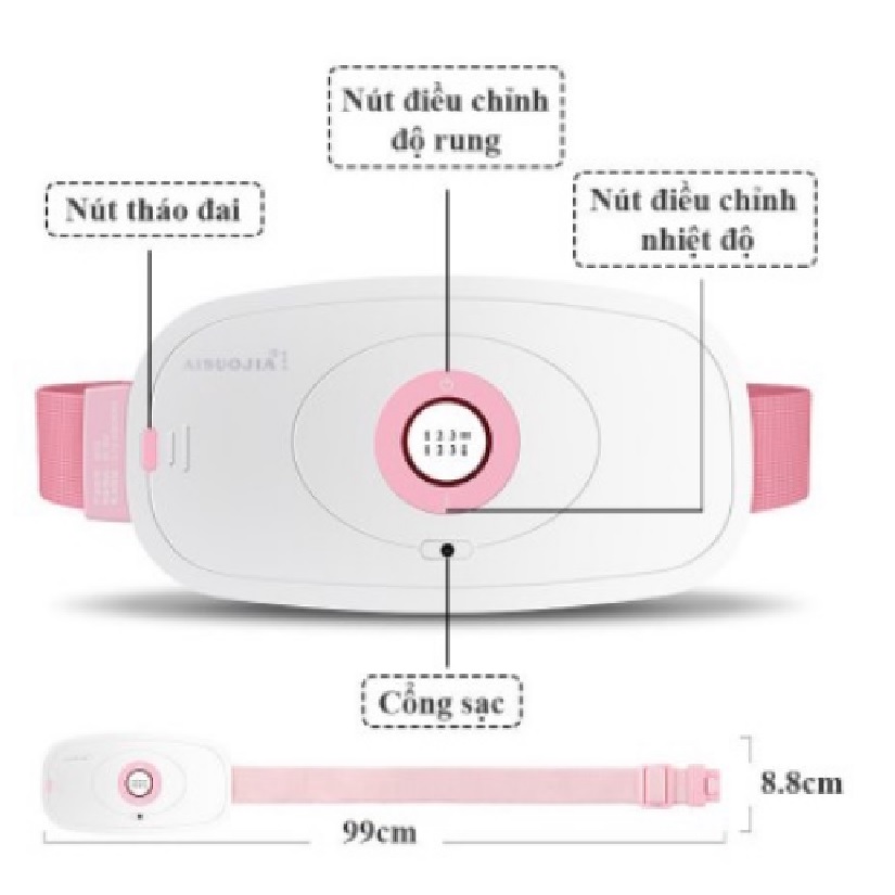 Máy Massage Làm Ấm Bụng Đai chườm nóng Bụng Kinh Nguyệt, Làm Ấm Tử Cung